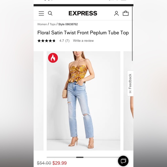 BNWT Express satin like tube top. Size XS - Picture 3 of 5